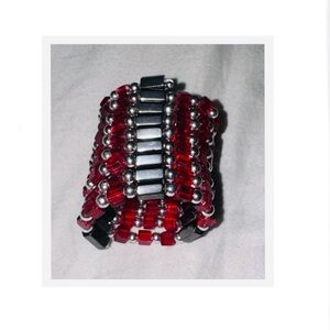 Magnetic Red and Black Beaded Necklace